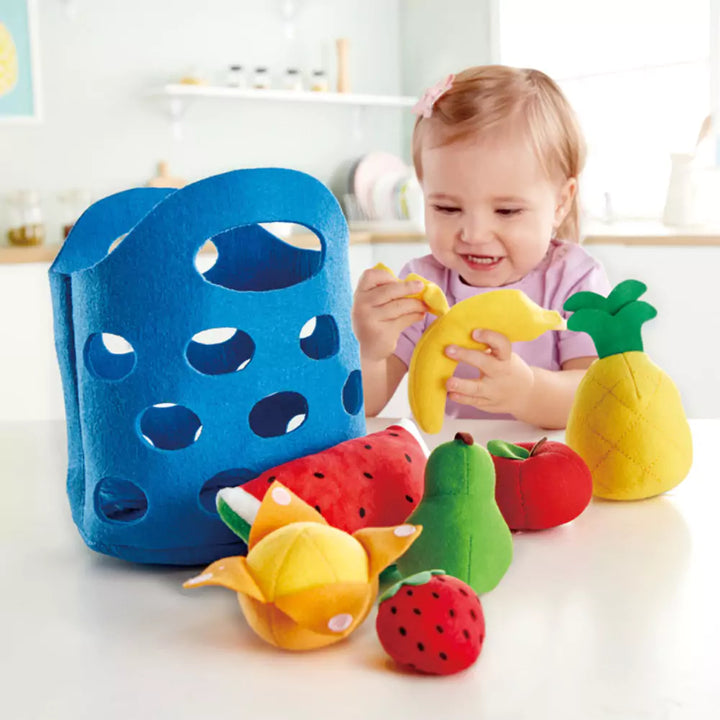 Soft fruit toys for babies and toddlers, healthy eating theme