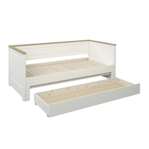 Kids Avenue Heritage Extending Day Bed in White and Oak with Underbed Drawer