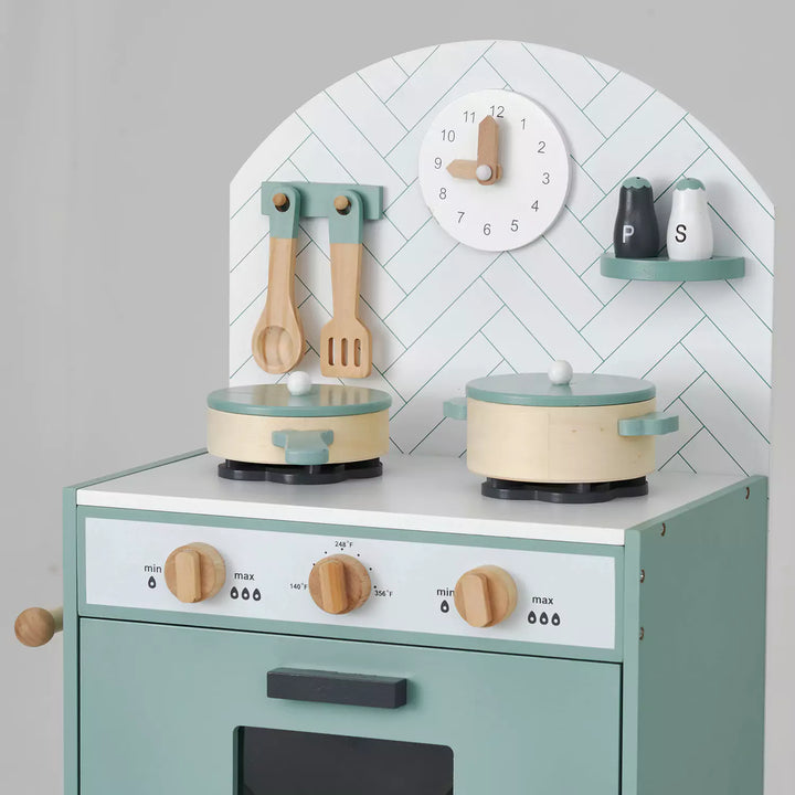 Clock &  A twin hob in mint Wooden Toy Kitchen