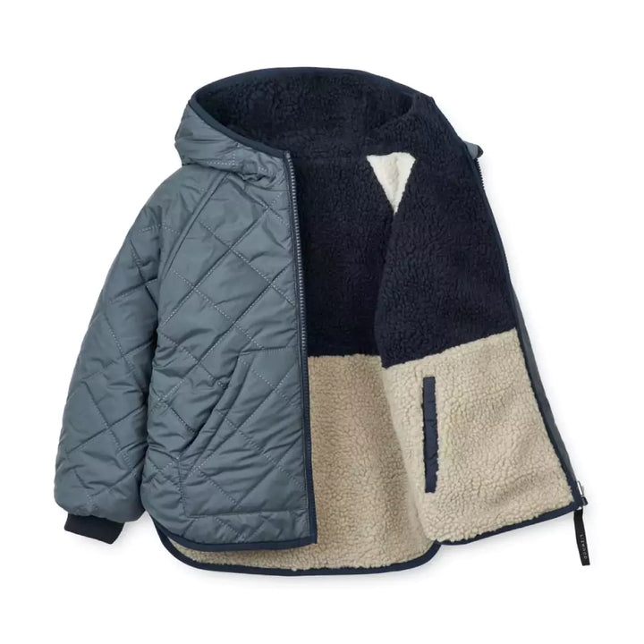 Liewood Jackson Reversible Warm Winter Jacket for Kids Whale Blue Mix