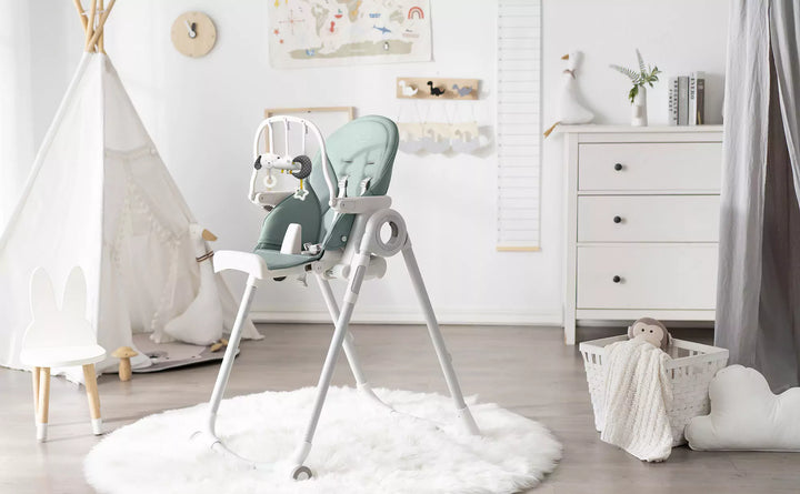 Allis Baby's Jade Green High Chair in a home setting