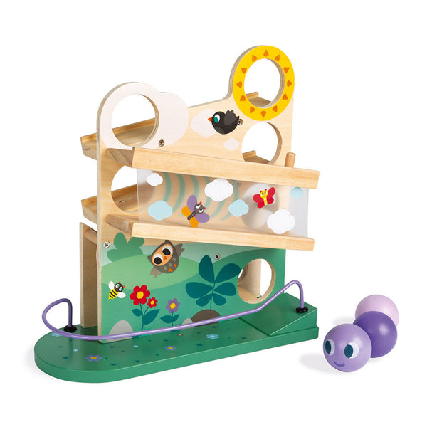 Janod Wooden Caterpillar Ball Track Colorful Balls Toddler Toy