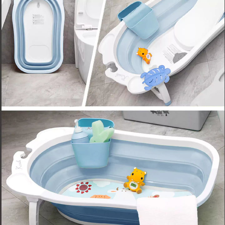 Blue Karibu Foldable Baby Bath Tub in Bathroom