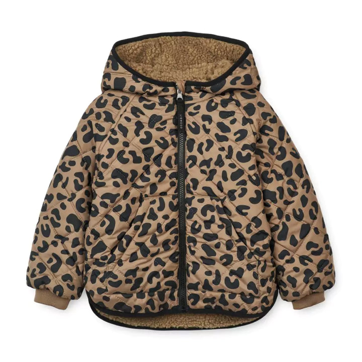 Liewood Jackson Reversible Warm Winter Jacket for Kids - Leo Oat/ Black Panther