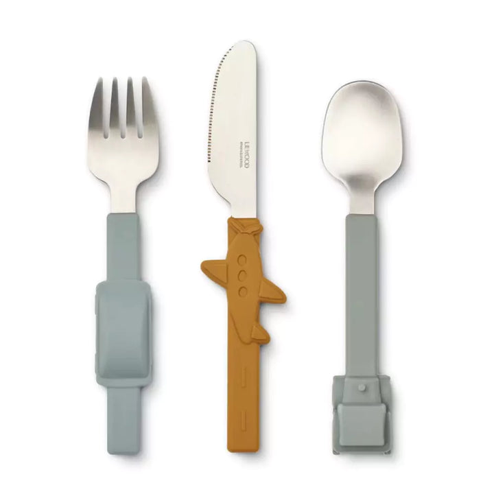 Liewood Tove Toddler Cutlery Stainless Steel  Set - Blue Fog Mix