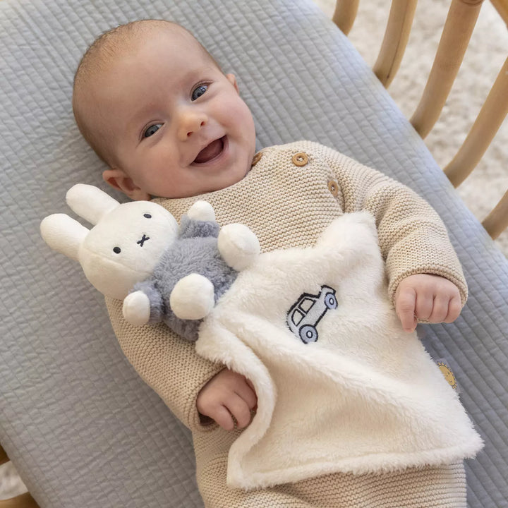 Features playful Miffy design adored by babies, fostering comfort and sensory stimulation.