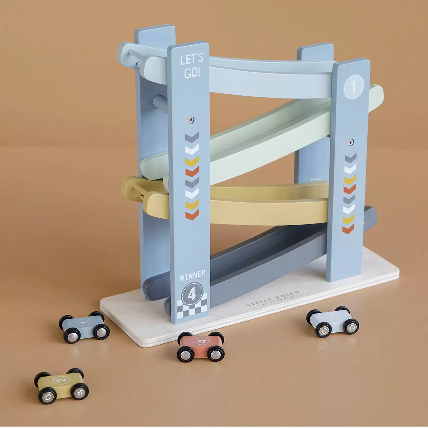 Little Dutch Wooden Ramp Racer Cars - Blue, 4 Cars, Ages 18 Months+ ...