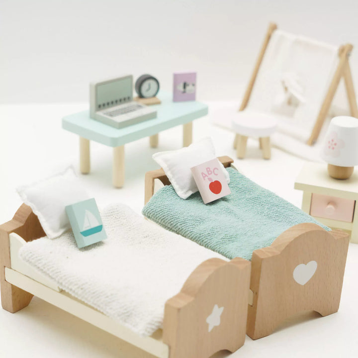 Wooden Dolls house Furniture set story book