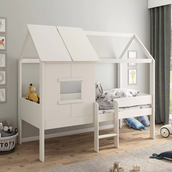 Kids Avenue Ordi Mini Playhouse Mid Sleeper Bed in White - Provides a playful space for children's creativity.
