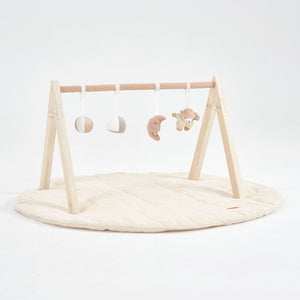 MiniDream Round Play Mat + Wooden Play Gym - Moon & Stars
