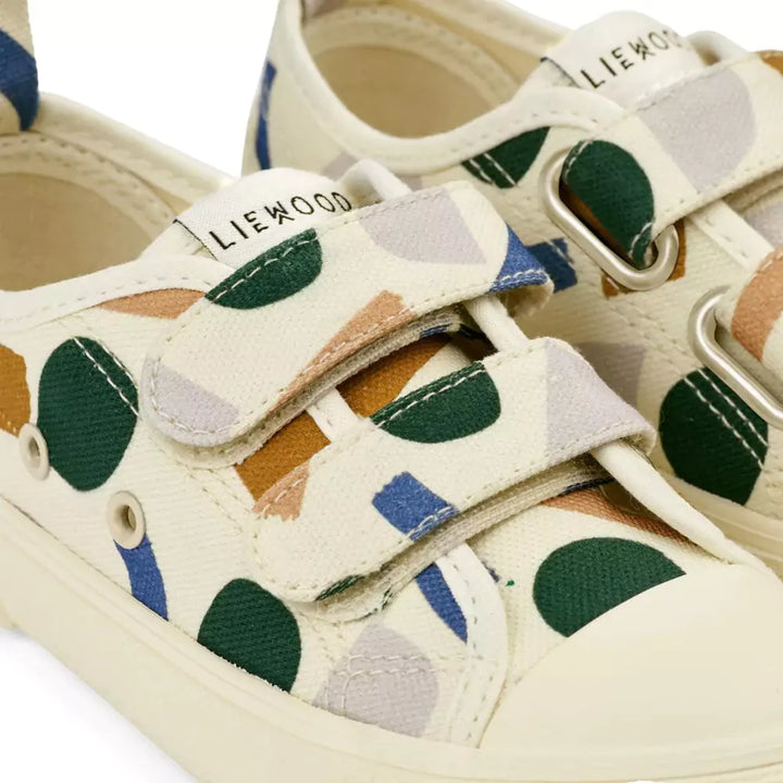 Liewood Kim Canvas Kids Trainers with Velcro Straps - Paint Stroke Sandy  