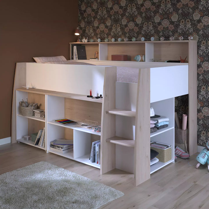Lucas Sleeper has ample shelves and storage spaces for organisation.