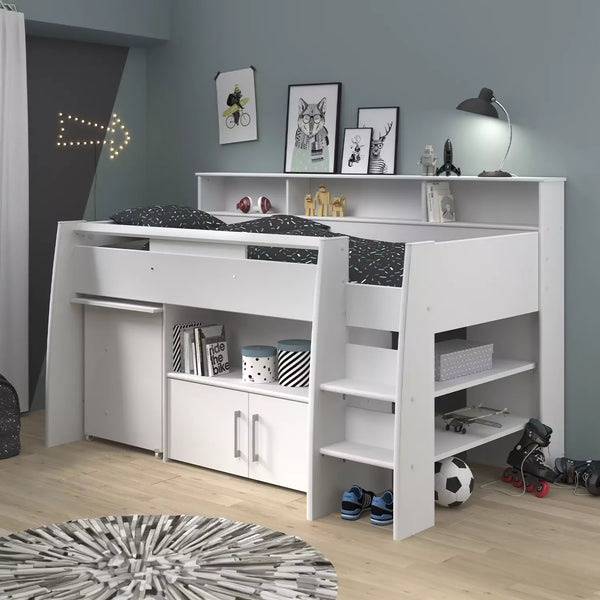 Parisot Swan Mid Sleeper Bed with Desk & Shelves: A stylish and functional cabin bed for smart kids