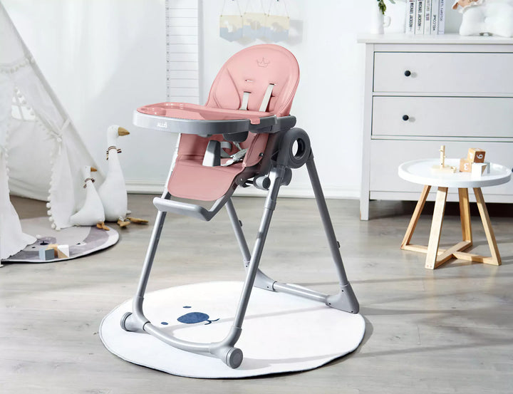 Modern pink high chair suitable from birth to toddlerhood