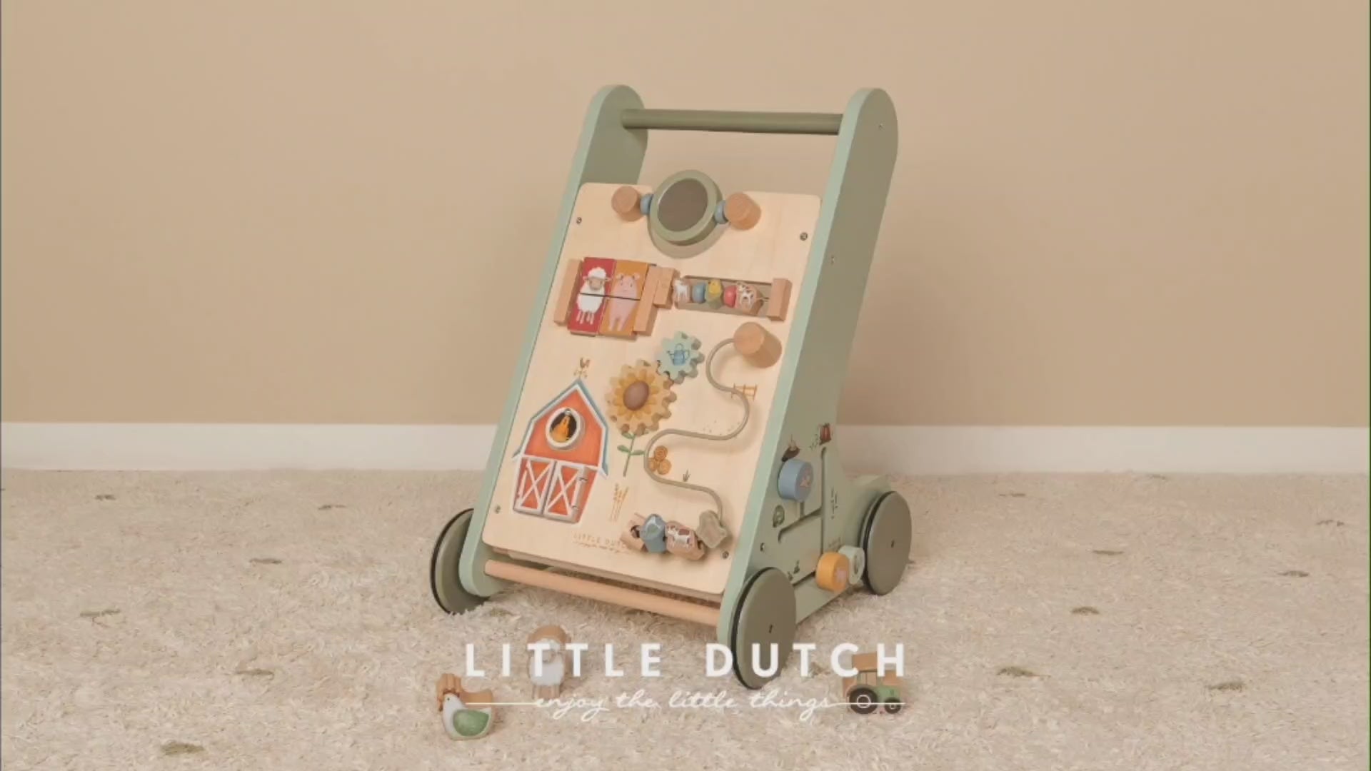 Load video: Video of little dutch multi activity baby walker.