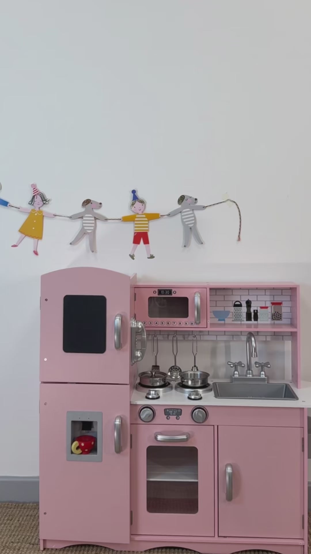 Kidoz Wooden Play Kitchen with Accessories - Pink – Small Smart
