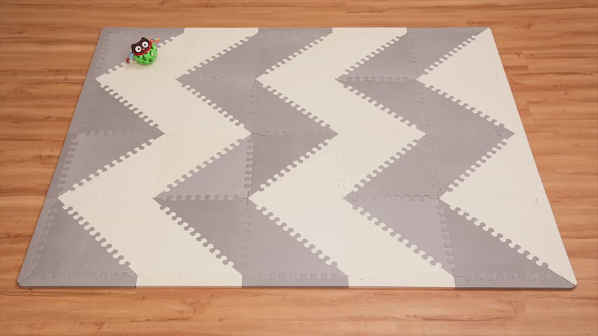 Load video: Set of 40 oversized triangular tiles and 32 edge pieces ready to be assembled video.