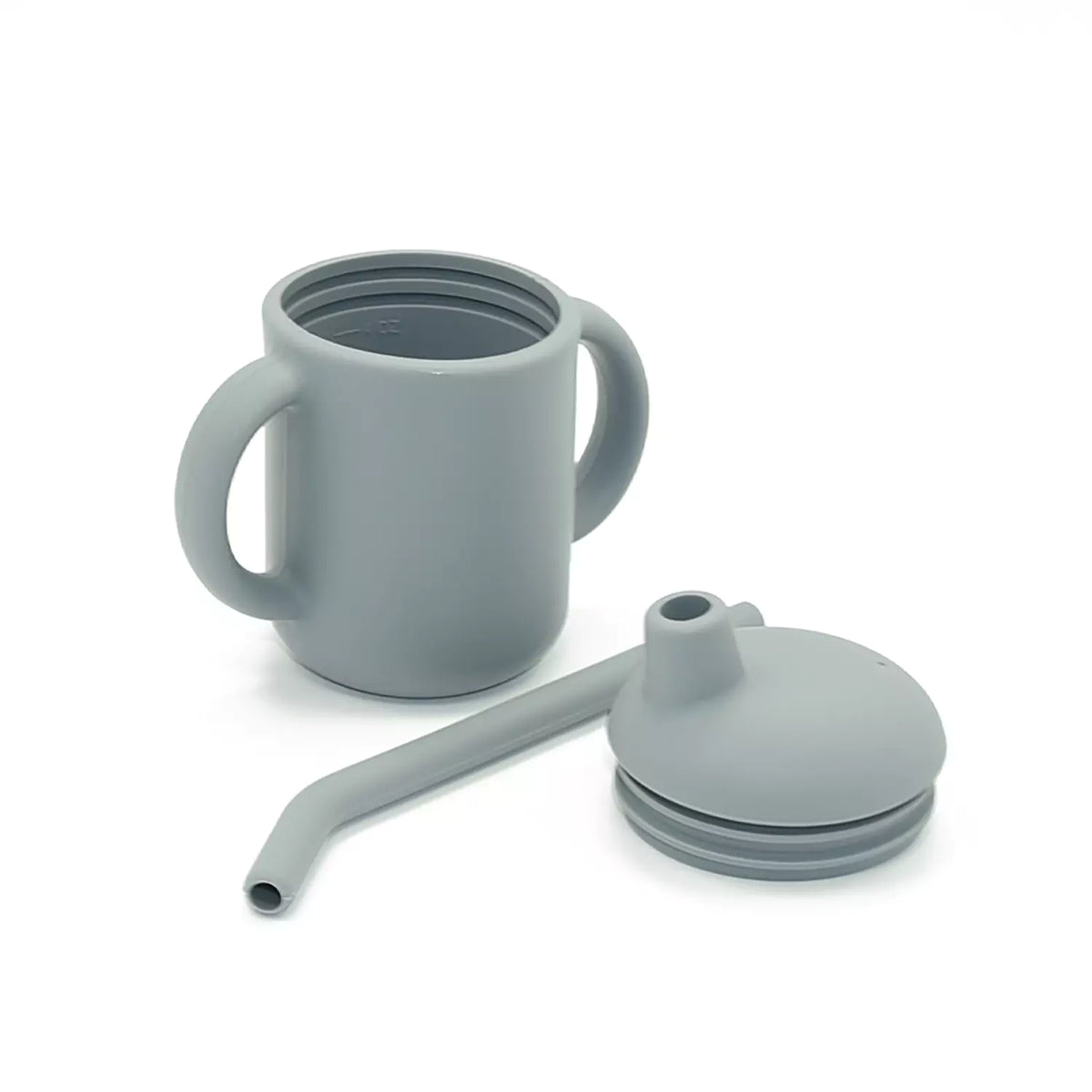 Silicone Sippy Cup with Straw Blue