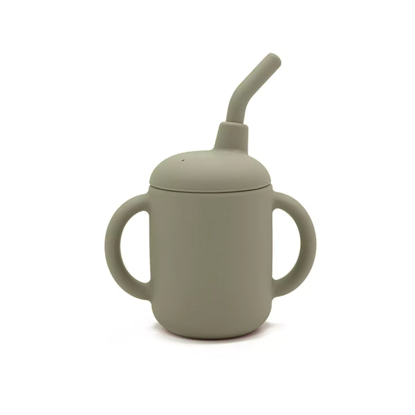 Silicone Sippy Cup with Straw Grey