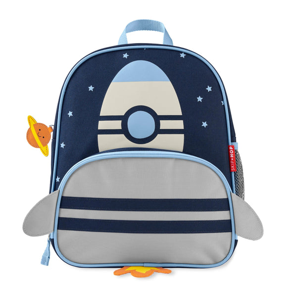 Little kid blue backpack in a white background