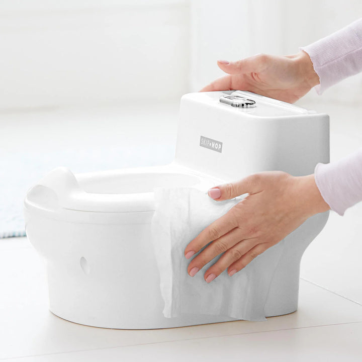 Designed for easy cleaning, this potty features smooth surfaces and a removable basin.