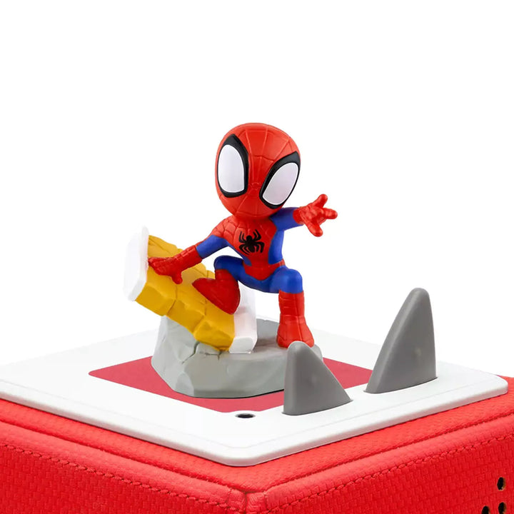 Spidey & His Amazing Friends on top of a red tonie box