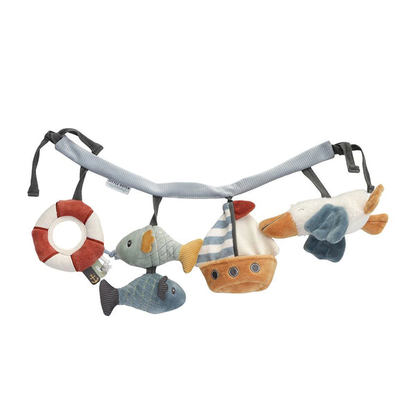 Sailor's Bay stroller toy chain featuring 4 playful hanging toys for baby's entertainment.