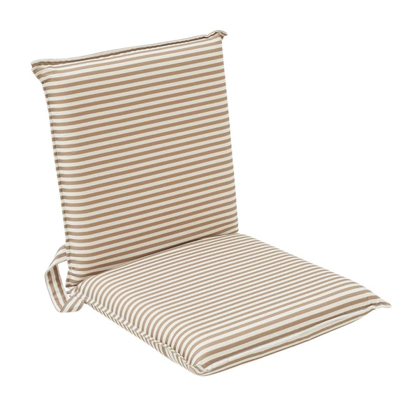 The water-resistant polyester fabric of the beach chair, ensuring durability and longevity even in seaside environments.