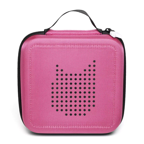 Tonies Carrier Case: A pink-toned, durable carrying case designed to match the Toniebox, ideal for travel.