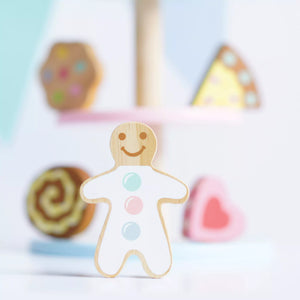 3 tier wooden toy cake stand gingerbread