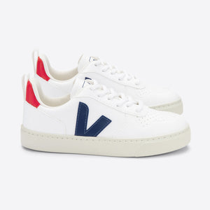 Veja V-10 Lace-Up Trainer, CWL White Cobalt Pekin