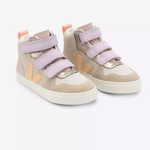 Veja Small V-10 Mid Suede Kids Trainers - Multico Almond Peach