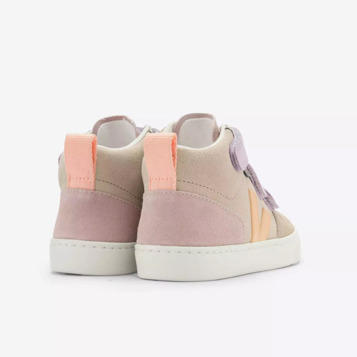 Veja Small V-10 Mid Suede Kids Trainers - Multico Almond Peach
