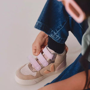 Veja Small V-10 Mid Suede Kids Trainers - Multico Almond Peach