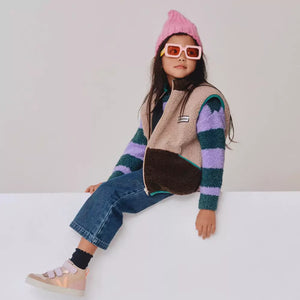 Veja Small V-10 Mid Suede Kids Trainers - Multico Almond Peach