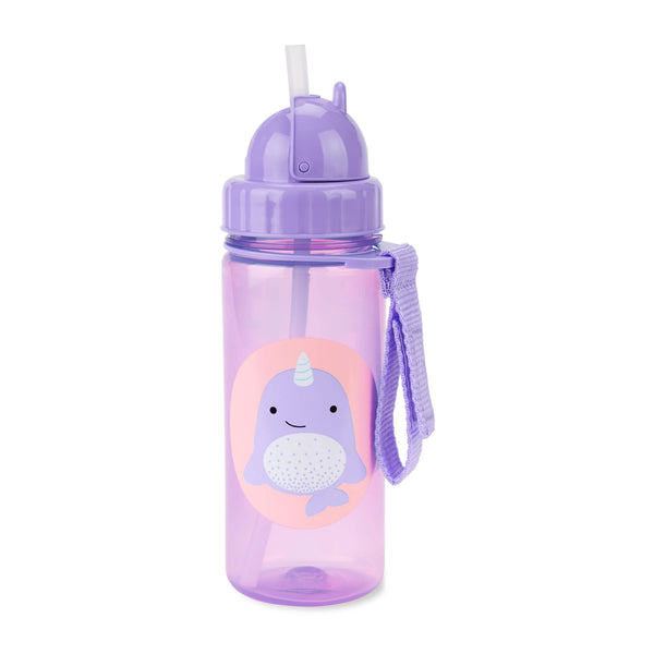 Adorable water bottle with straw featuring Zoo characters