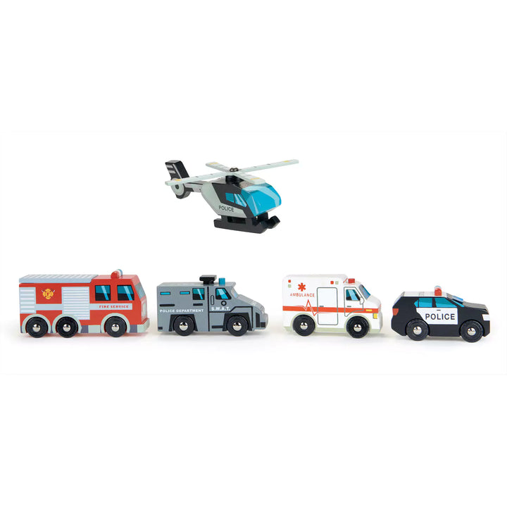 Wooden emergency vehicles toy set 4