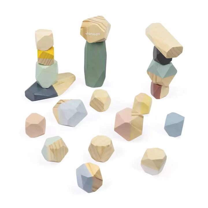 wooden stone stacking toy set