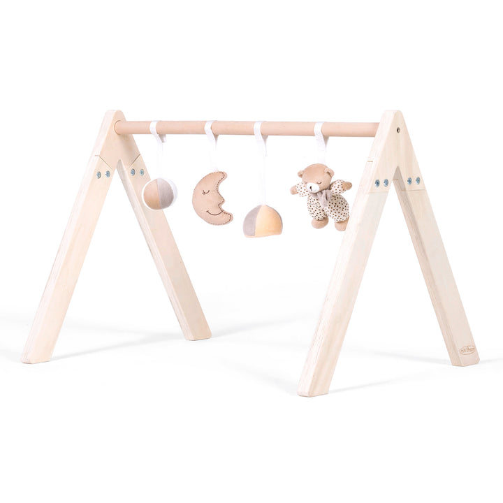 MiniDream Play Gym Wooden Activity Gym with Toys - Moon & Star