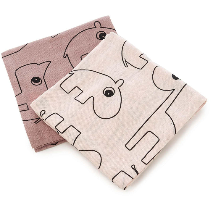 Done by Deer Muslin Square Contour Burp Cloth 2 Pack - Powder Pink