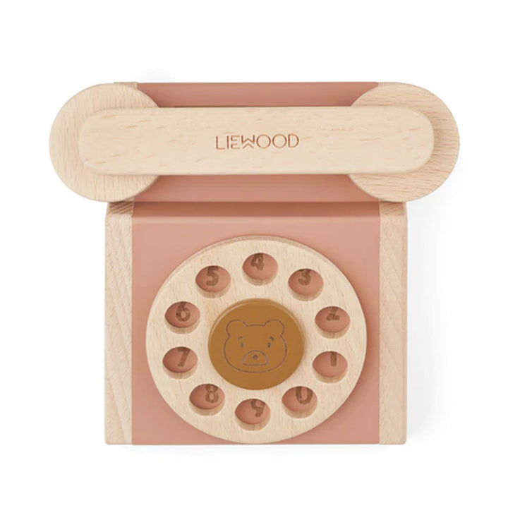 Liewood Selma Classic Wooden Toy Phone - Tuscany Rose