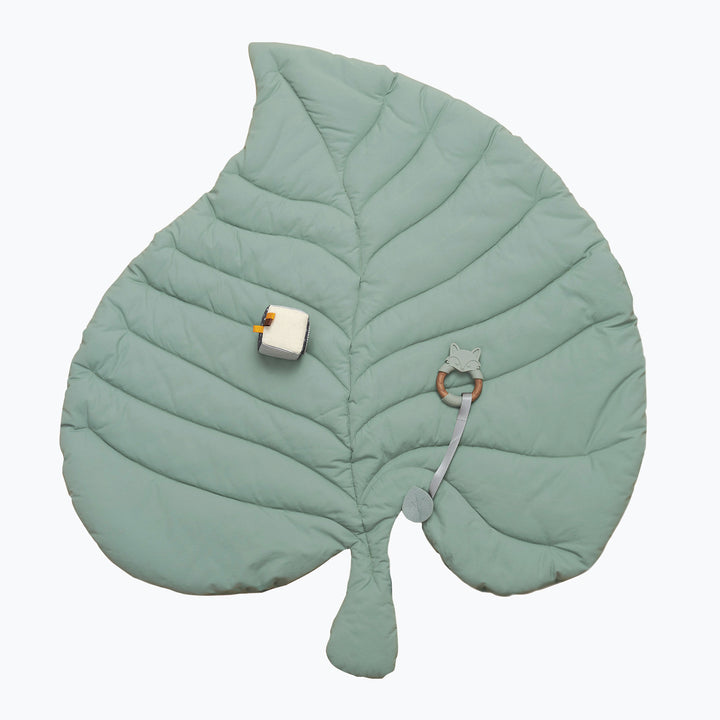 Organic Cotton Rattle and Teether - MiniDream Leaf Mat