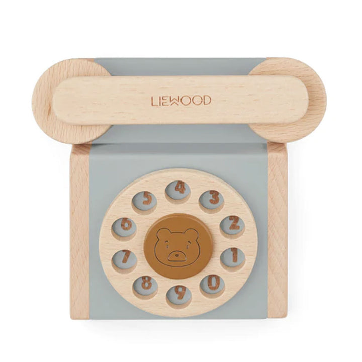 Liewood Selma Classic Wooden Toy Phone - Blue Fog