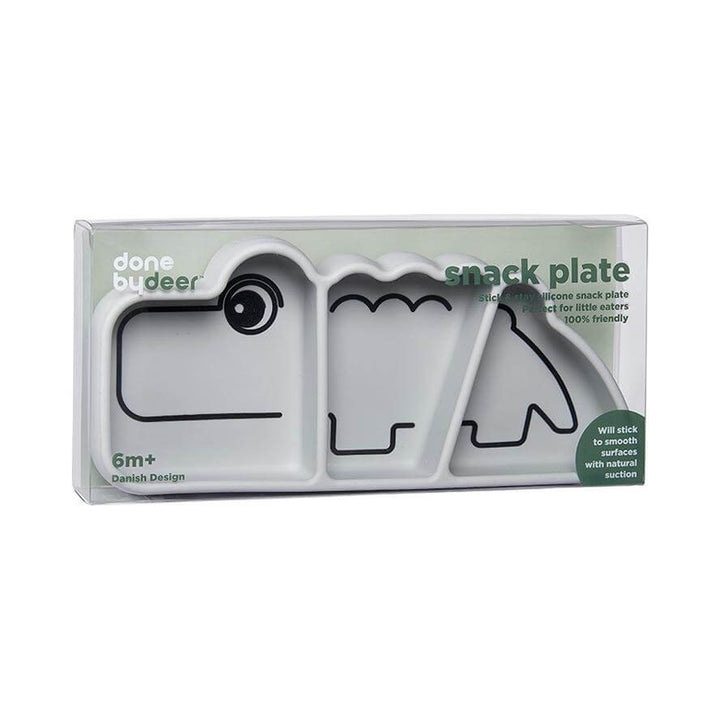 Done by Deer Silicone Stick & Stay Kids Plate Croco - Grey
