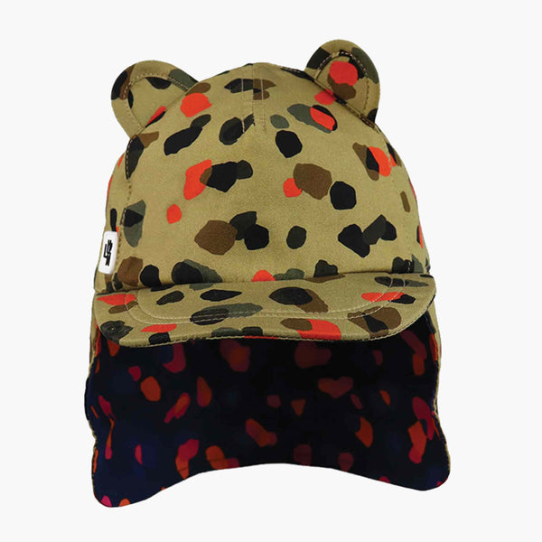 Little Hotdog Watson The Cub Kids Hat With Neck Flap - Leopard Neutral