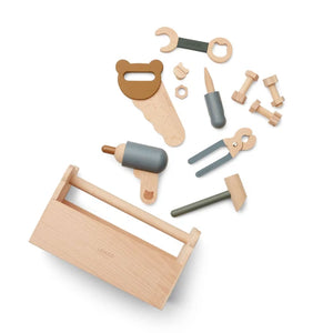 Liewood Luigi Wooden Tool Set Blue Multi Mix - 9 Piece