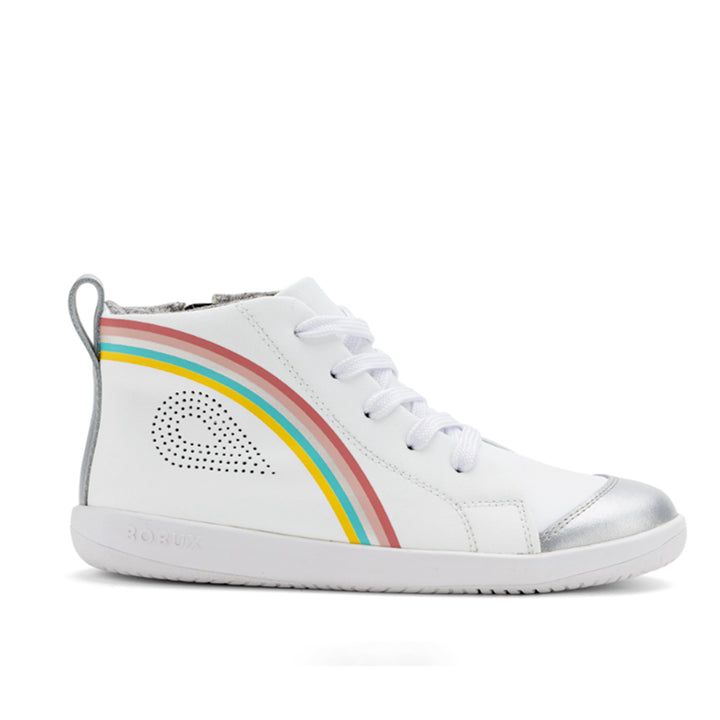 Bobux Kid+ Alley-Oop Trainer - White + Silver + Rainbow