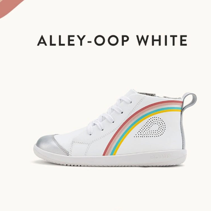 Bobux Kid+ Alley-Oop Trainer - White + Silver + Rainbow