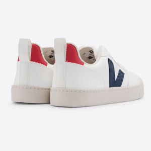 Veja V-10 Kids Lace Trainer - White Colbat Pekin