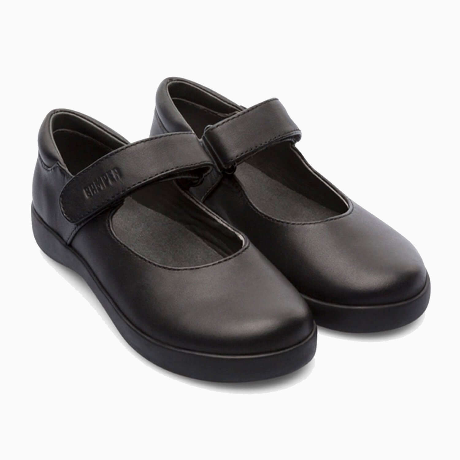 Camper Spiral Comet Black Leather Girls School Shoes﻿